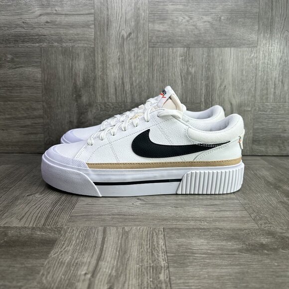 Nike Court Legacy Women's size 9.5 White Black Casual Shoes DM7590-100 - Picture 2 of 9